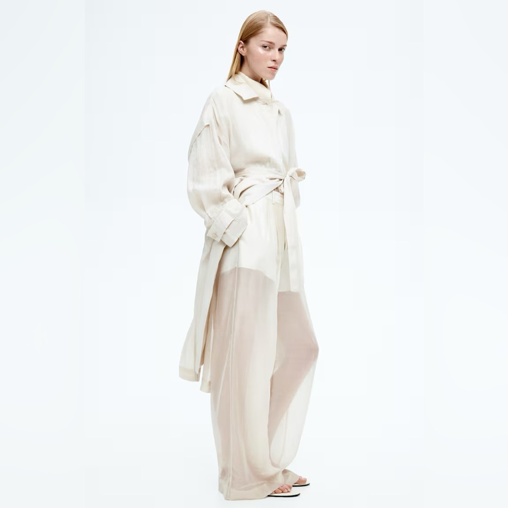 H&M EDITION WIDE-LEG SHEER PANTS - Picture 4 of 14